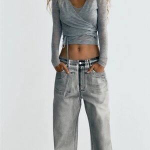 Zara High Rise Metallic Jeans